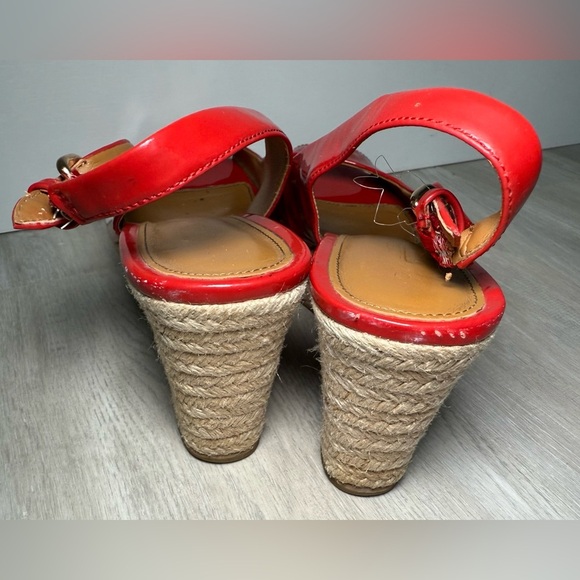COACH "Ferry" Red Patent Leather Platform/Wedge Espadrille Sandals Size 7 - Picture 8 of 11